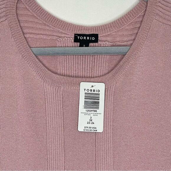 Torrid Mauve Pink Sweater‎ Knit Self Tie Shift Dress - Picture 5 of 7